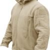 CRYSULLY Men's Military Tactical Sport Warm Fleece Hooded Outdoor Adventure Jacket Coats Beige
