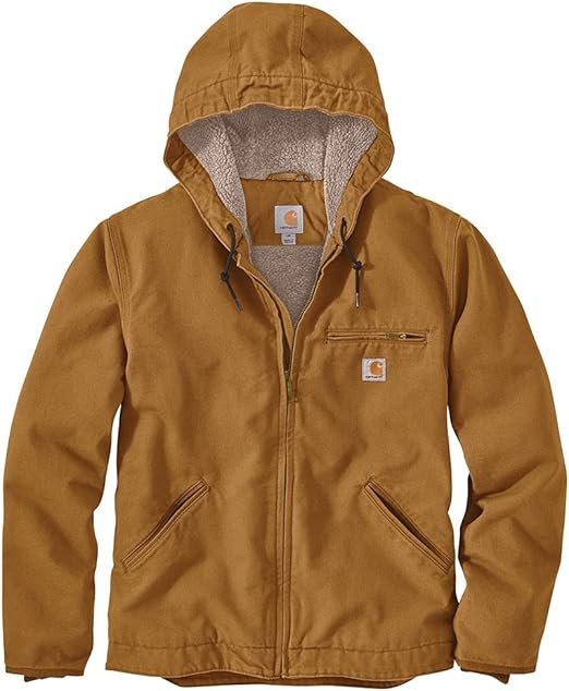 Carhartt Men's Relaxed Fit Washed Duck Sherpa-Lined Jacket Carhartt Brown