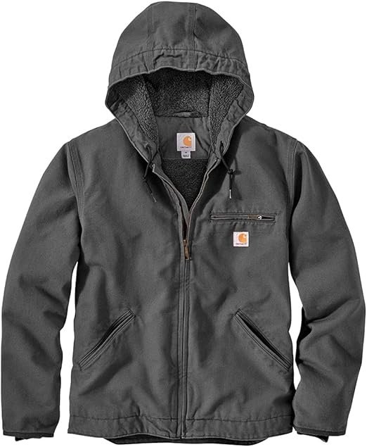 Carhartt Men's Relaxed Fit Washed Duck Sherpa-Lined Jacket Gravel