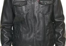 Levi's Mens Faux Leather Aviator Bomber Jacket Black