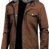 Pursky Men's Canvas Cotton Military Casual Field Jacket Coffee