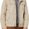 Levi's Men's Washed Cotton Hooded Military Jacket Stone-Sherpa Lined Levi's Men's Washed Cotton Hooded Military Jacket Stone-Sherpa Lined