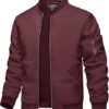 TACVASEN Men's Bomber Jacket Wine Red