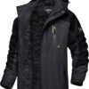 TACVASEN Men's Winter Skiing Jackets Black Gray TACVASEN Men's Winter Skiing Jackets Black Gray