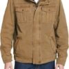 Cotton Hooded Military Jacket Worker Brown Levi's Men's Washed Cotton Hooded Military Jacket Worker Brown